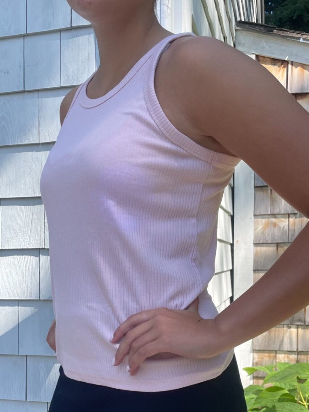 GAP Ribbed Scoopneck Tank Top - Pink, L